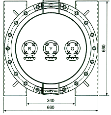 Bromine drum depicting valves