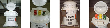 Bromine vessels, bromine transportation vessels and harzardous chemical solutions
